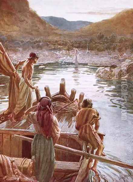 Jesus showing himself to Peter and others by the Sea of Galilee Oil Painting - William Brassey Hole