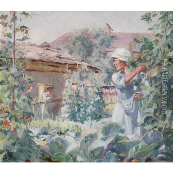 Im Sommerlichen Garten Oil Painting - Hans Widmer