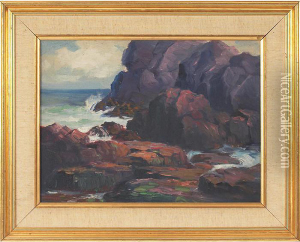 Coastal Scene Oil Painting - Leon Lundmark