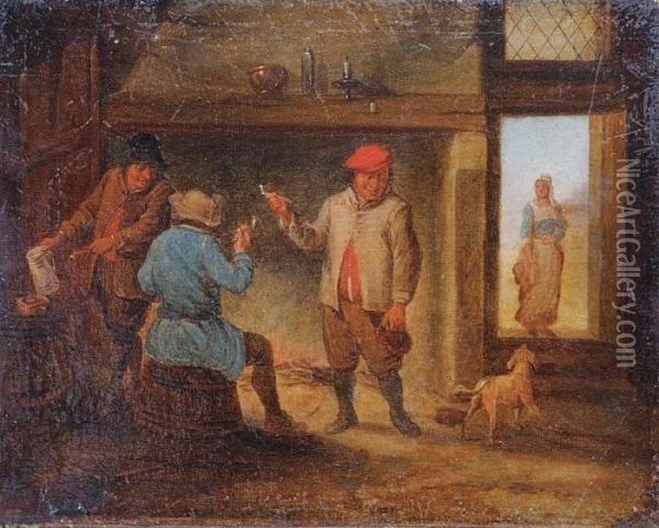 Peasants In A Pub Oil Painting - David The Younger Teniers