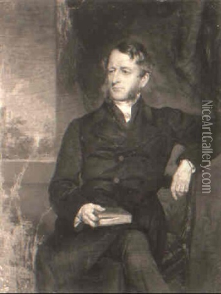 Portrait Of Rev. Walter Hudson Holding A Book Oil Painting - Sir Francis Grant