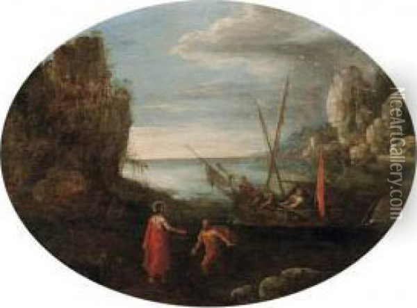 Paesaggio Con La Chiamata Di San Pietro  Oil Painting - Jacques Fouquieres