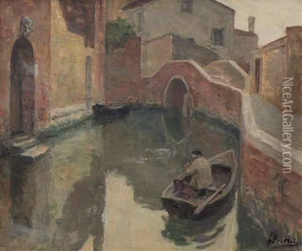 Canale A Venezia Oil Painting - Ferruccio Scattola