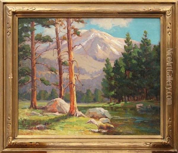 Mountain View Through The Trees Oil Painting - Ada Belle Champlin