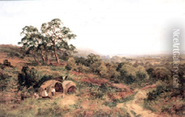 Gipsy Life On The Surrey Hills Oil Painting - Walter Wallor Caffyn