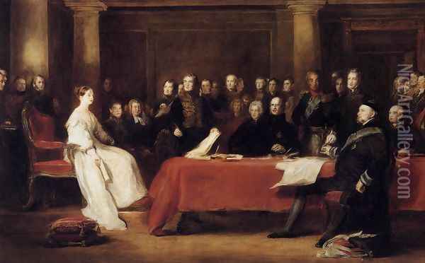 The First Council of Queen Victoria 1838 Oil Painting - Sir David Wilkie