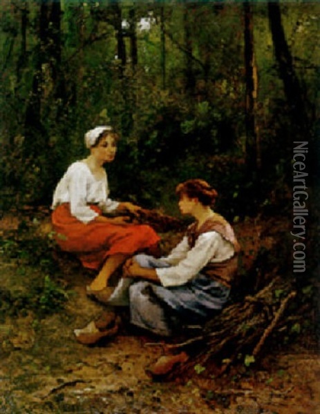 A Rest In The Woods Oil Painting - Leon Richet