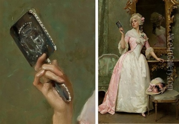 La Dama De Los Espejos Oil Painting - Raimundo de Madrazo y Garreta