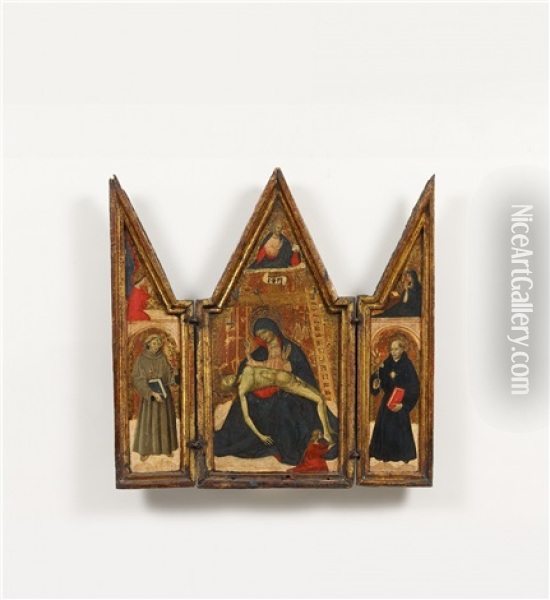 Triptych Of The Pieta Oil Painting -  Alvaro di Piero (Pedro)