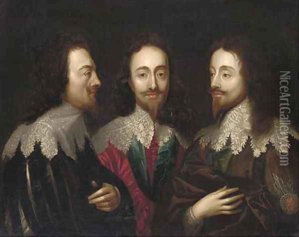 Triple portrait of Charles I Oil Painting - Sir Anthony Van Dyck