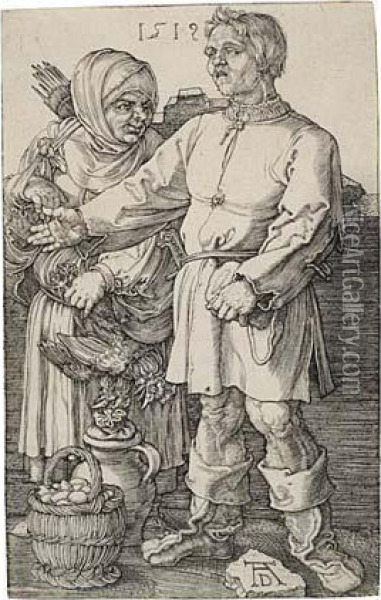 Peasant Couple At Market Oil Painting - Albrecht Durer