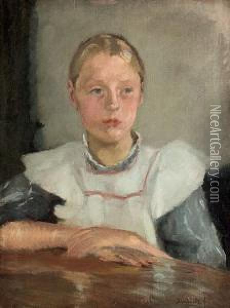 Fiatal Lany Portreja Oil Painting - Fritz, Frigyes Von Strobenz