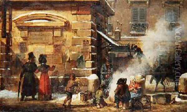 French street scene Oil Painting - Auguste-Xavier Leprince