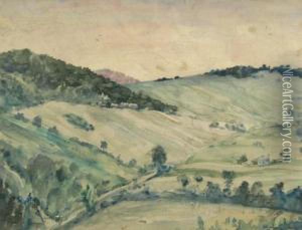 Hills Landscape Oil Painting - Chauncey Foster Ryder