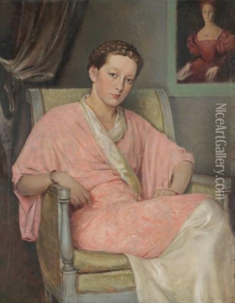 Elizabeth De Nolhac, Fille De L'artiste Oil Painting - Henri Girault De Nolhac