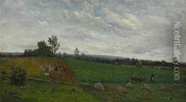Landschaft Mit Kartoffelernte Oil Painting - Karl Buchholz
