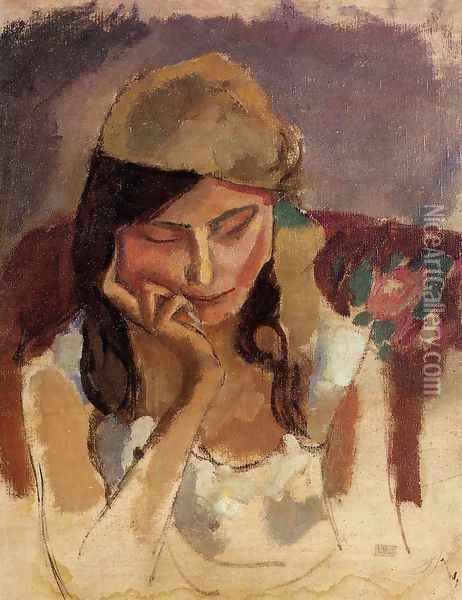 Lady Wearing a Turban Oil Painting - Jules Pascin