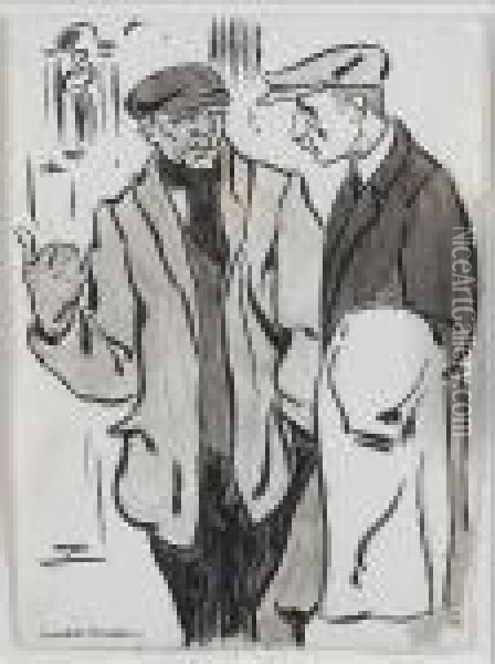 Two Workmen Oil Painting - Henri Gaudier-Brzeska