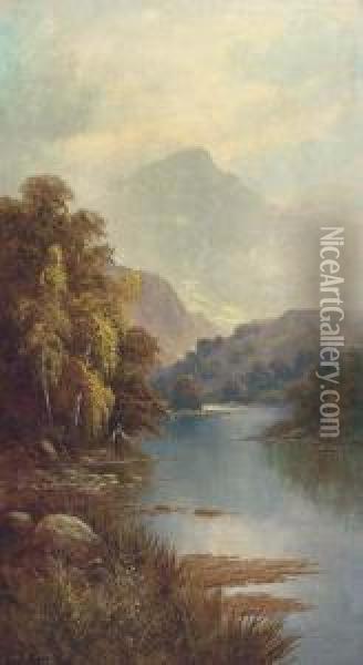 Mountainous River Landscapes Oil Painting - Sidney Yates Johnson