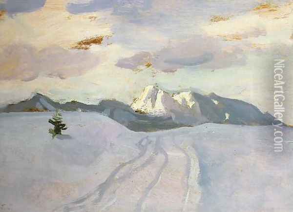 Zakopane in Winter (Cyhrla - Zakopane) Oil Painting - Jan Stanislawski