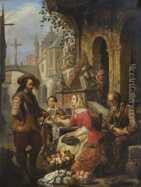 La Marchande De Legumes Oil Painting - Petrus Josephus (Pierre Joseph) Witdoeck