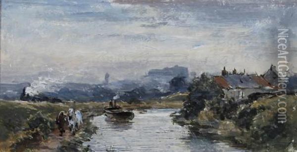 Union Canal, Edinburgh Oil Painting - Samuel Bough