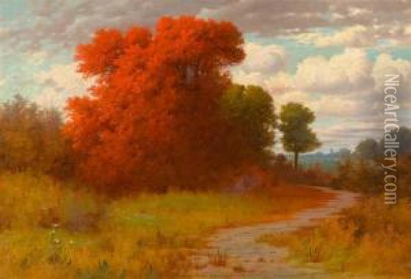 Herbstlandschaft. Oil Painting - Eduard Rudisuhli