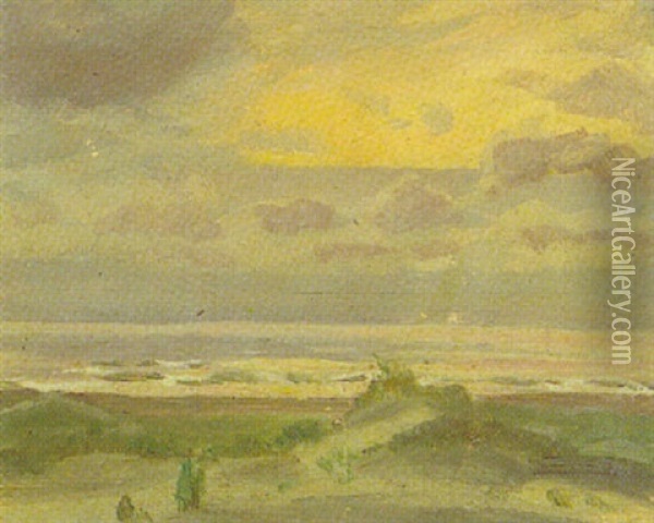 Blick Von Der Dune Auf Das Meer Oil Painting - Heinrich Petersen-Flensburg