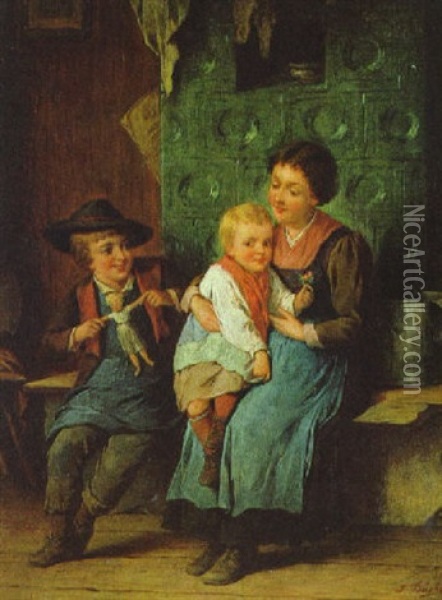 Muttergluck Oil Painting - Josef Bueche