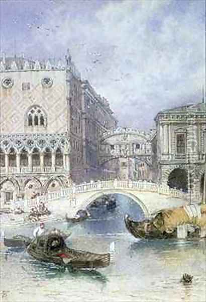 The Bridge of Sighs Venice Oil Painting - Myles Birket Foster