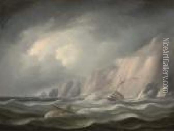 In Dangerous Waters Oil Painting - Thomas Buttersworth