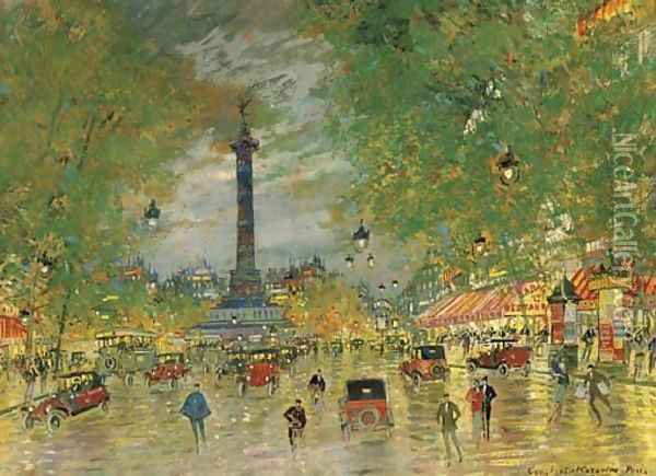 Place de la Bastille, Paris Oil Painting - Konstantin Alexeievitch Korovin