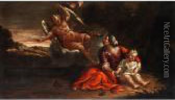 Hagar Und Ismael In Der Wuste Oil Painting - Salvator Rosa