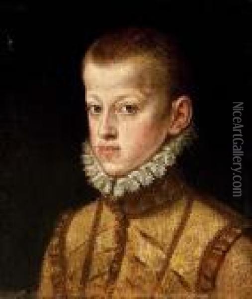 Portrait Of Archduke Ernst Of Austria, As A Boy, Bust-length Oil Painting - Alonso Sanchez Coello