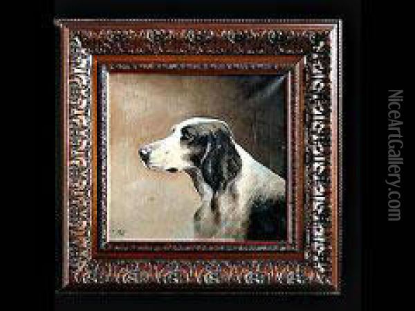 Kopf Eines Hundes (munsterlander) Oil Painting - Otto Recknagel