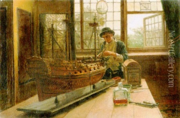Das Modellschiff Oil Painting - Charles Napier Hemy