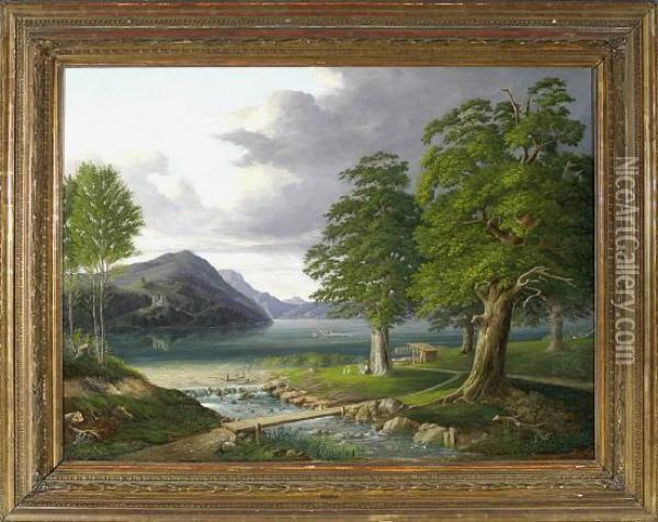 Sommertag Am Abfluss Des Zuger Sees Oil Painting - Eduard Lang