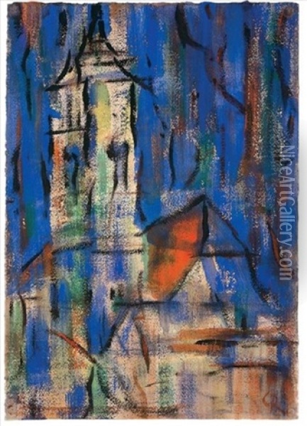 Kirche In Allendorf Oil Painting - Christian Rohlfs