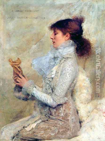 Portrait of Sarah Bernhardt Oil Painting - Jules Bastien-Lepage