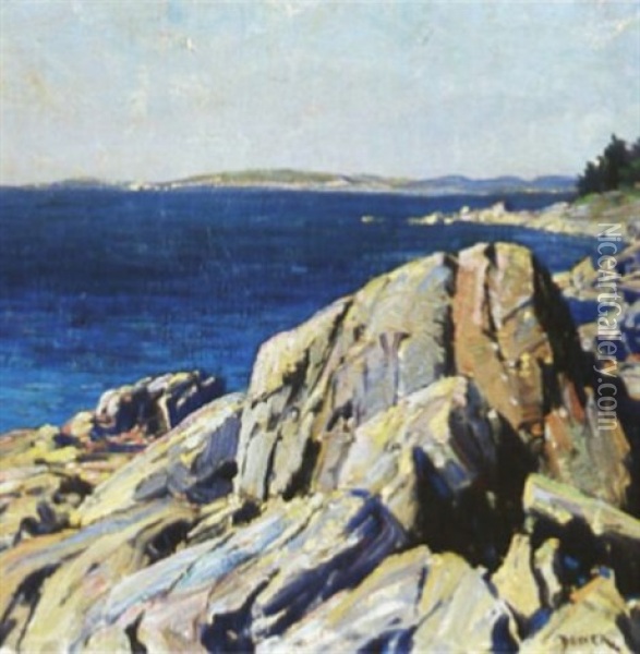 Along The Coast, Cape Elizabeth Oil Painting - Alexander Bower