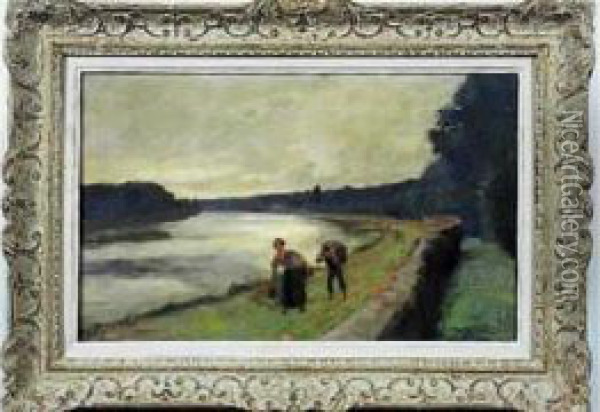 Bord De La Touques Oil Painting - Albert Marie Adolphe Dagnaux