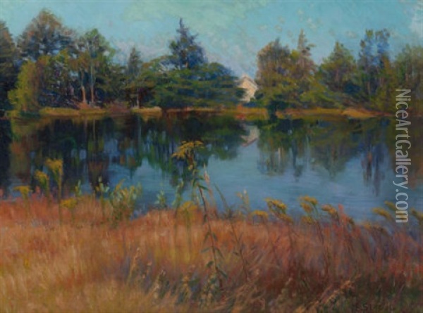 Hidden Cabin On A Lake Oil Painting - Elizabeth Strong