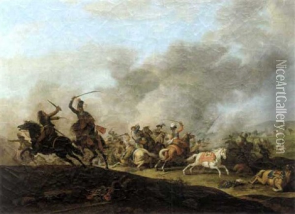Choc De Cavalerie Oil Painting - Philip James de Loutherbourg