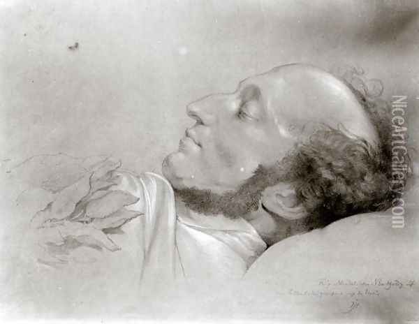 Felix Mendelssohn 1809-47 on his deathbed Oil Painting - Rudolf Julius Benno Huebner