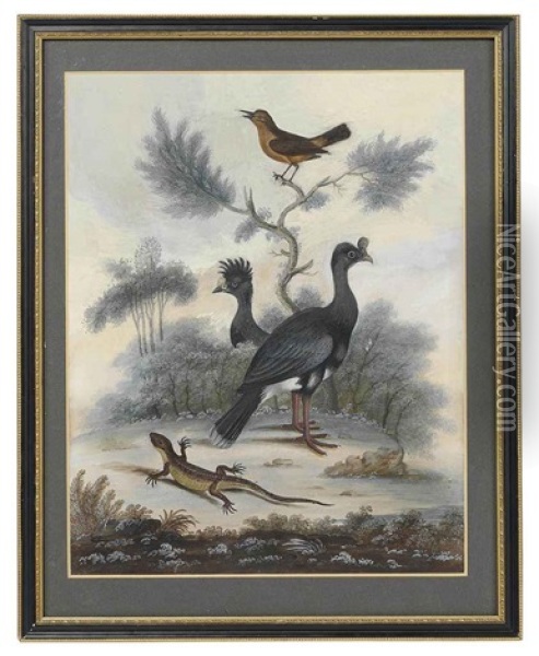 Lizard And A Songbird In A Landscape Oil Painting - William Hayes