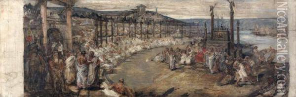 Un Concours D'eloquence A Lyon Sous Caligula Oil Painting - Jean-Joseph Weerts