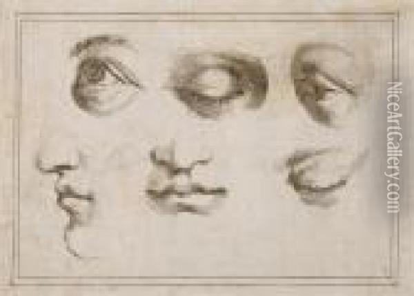 Studies Of Eyes And Mouths Oil Painting - Guercino