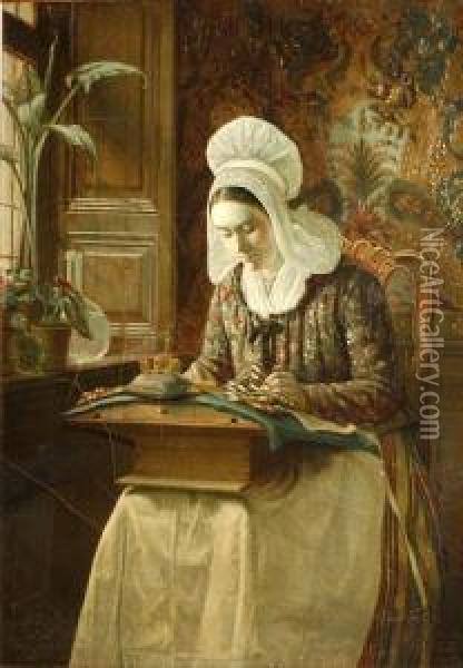 The Lace Maker Oil Painting - John Stevens