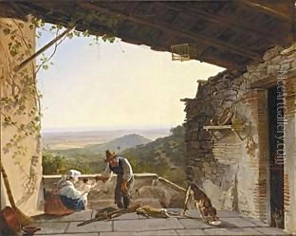A Hunter And His Family Oil Painting - Franz Ludwig Catel