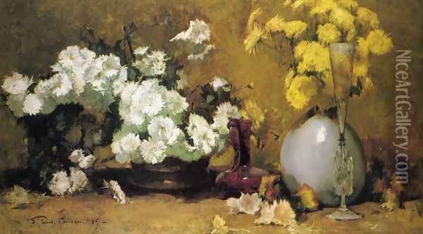 Chrysanthemums I Oil Painting - Emil Carlsen
